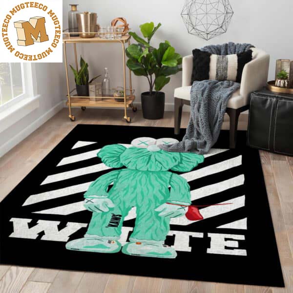 Kaws BFF Mint Hypebeast Sneaker Off White Nike In Black Background Rug For Bedroom