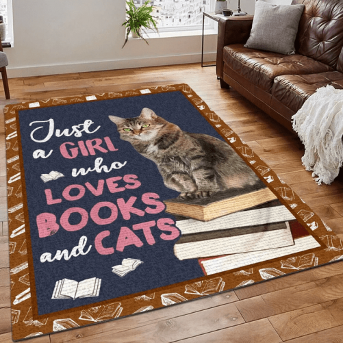 Book Lover Rug Just A Girl Who Love Books And Cats