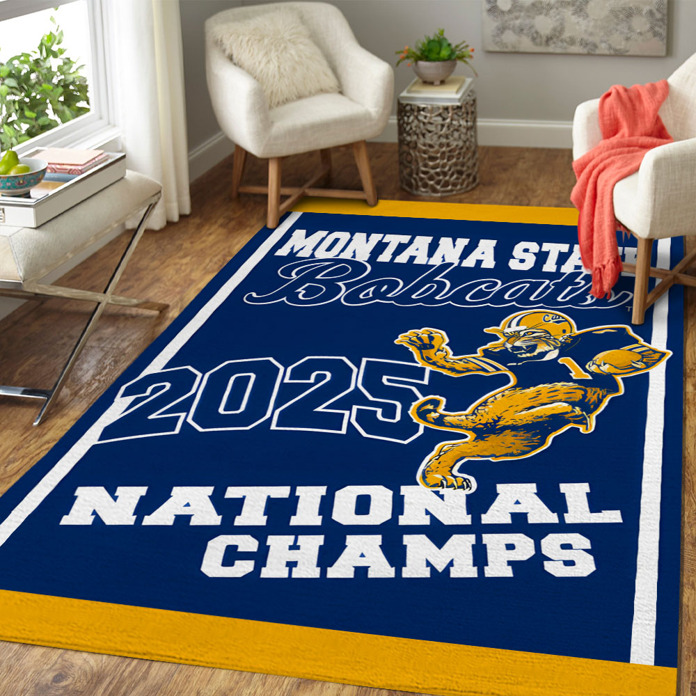 Montana State Bobcats Football 2025 National Champions Rectangular Rug – MAITM15184