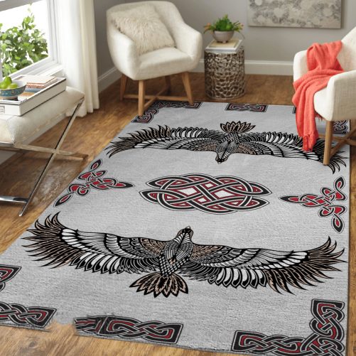 Norse Pattern And Raven Viking Area Rug