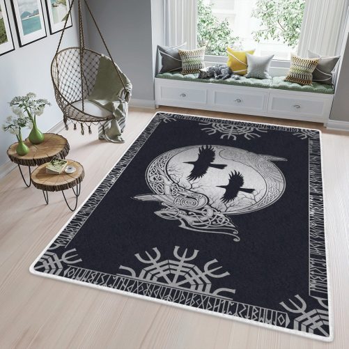 Runic And Raven Viking Area Rug
