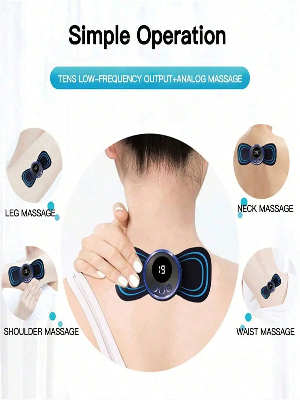 LCD Display  Neck Massage Electric Massager Cervical Neck Back Patch 8 Mode Pulse Muscle Stimulator