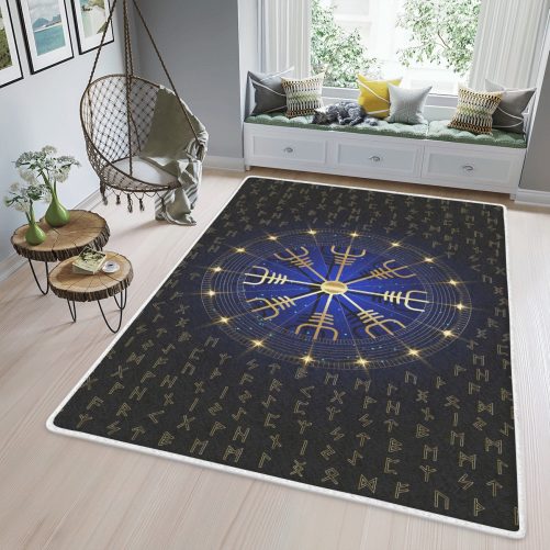 Viking Helm Of Awe And Rune Viking Area Rug