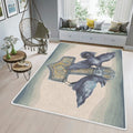 Viking Raven And Thors Hammer Mjolnir Rug Area Rug