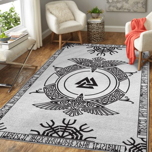 Viking Raven And Runic Area Rug