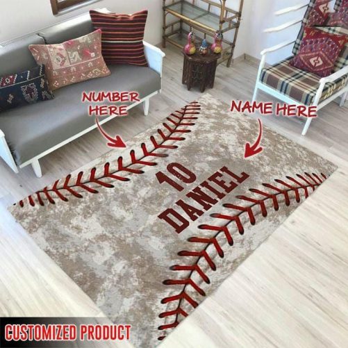 Custom Name Vintage Baseball Rug