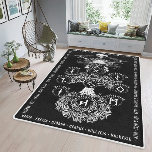Yggdrasil Tree Of Life And Rune Viking Area Rug