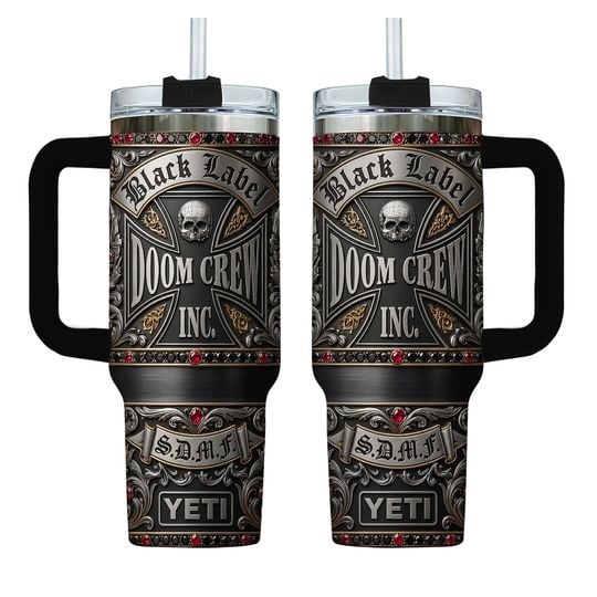 Black Label Dooom Crew Inc 40oz Tumbler With Handle (no box)