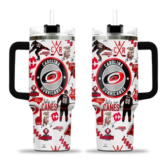 Carolina Hurricanes Pro Hockey Fan Insulated Handled Tumbler 40oz Red Black