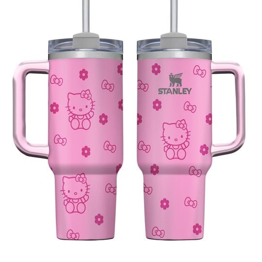 Custom Made Pink Kitty 40oz Tumbler