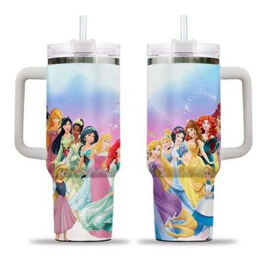 Princess 40oz Tumbler, Cartoon Characters Cup Gift