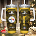 Pittsburgh Steeler 40oz Tumbler With Handle, Straw Lid