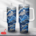 Detroit Lions Custom Name Camouflage Salute to Service 40oz Tumbler