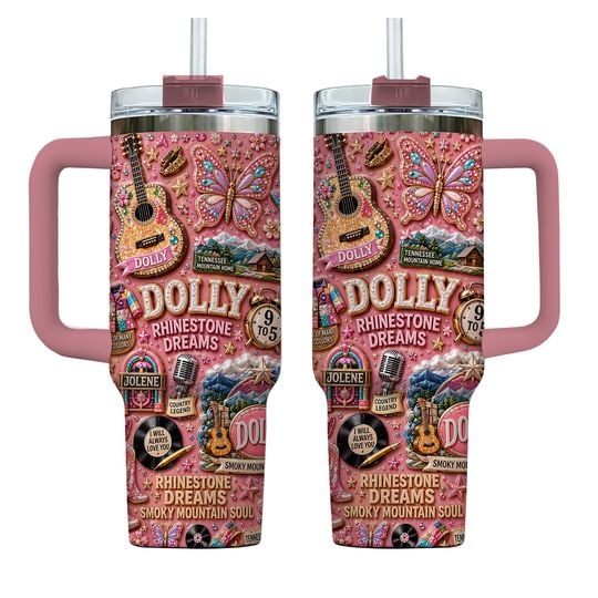 Dolly Parton 40Oz Tumbler With Handle, Dolly Parton Fan Gift, Dolly Memorial