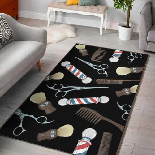 Barber Rug Barber Pole Barber Tools Black Full Size