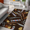 Barber Area Rug Brown Barber Pole Scissor Razor