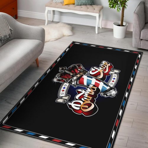 Barber Shop Rug King Barber Pole Black Full Size
