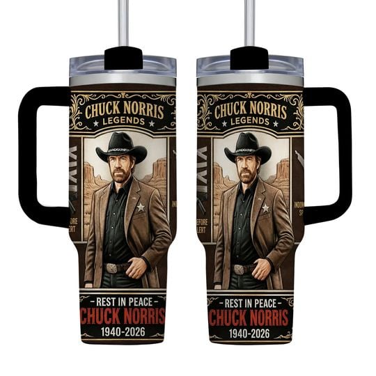 Chuck Norris Legends Series 1940-2026 Memorial AOP Tumbler 40oz