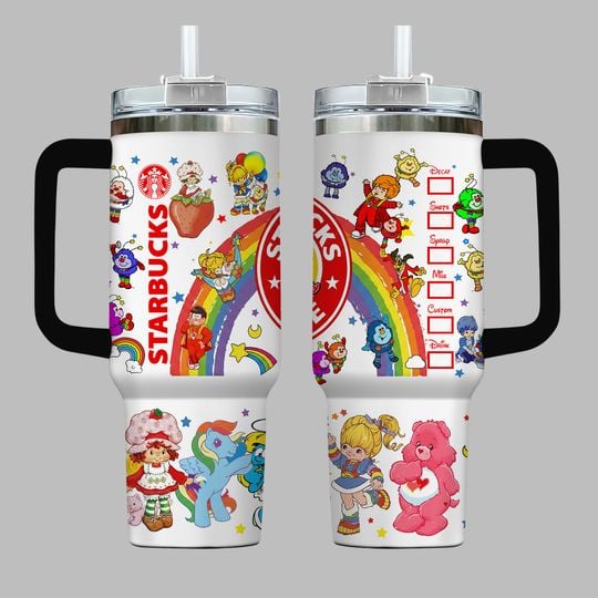 Retro Rainbow Brite 40oz Tumbler - Nostalgic Custom Sublimation Cup Gift for 80s Fans
