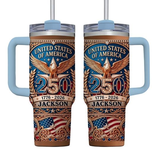 United States 250th Anniversary Custom Name 40oz Tumbler With Handle