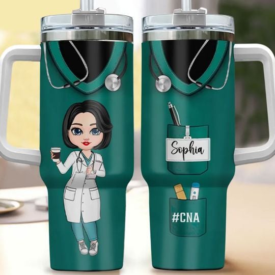 Nurse Life Pretty Doll Nurse Personalized 40oz Tumbler With Straw