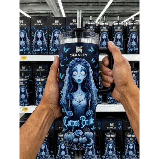 Tim Burton Corpse Bride Emily Gothic Spooky Halloween 40oz Tumbler With Handle