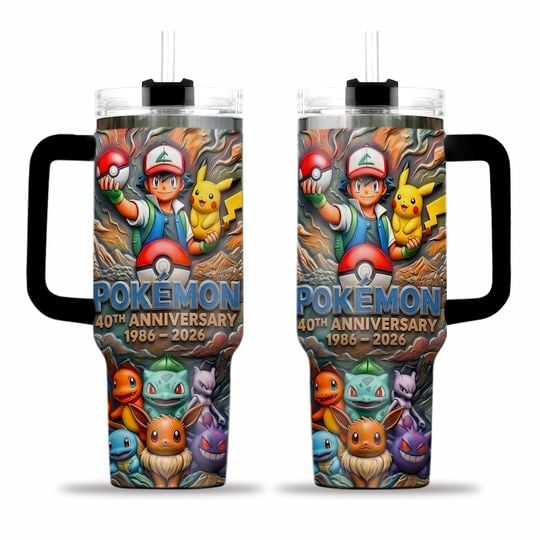 Pokemons Day 2026 30th Celebration Insulated 40oz Tumbler With Handle