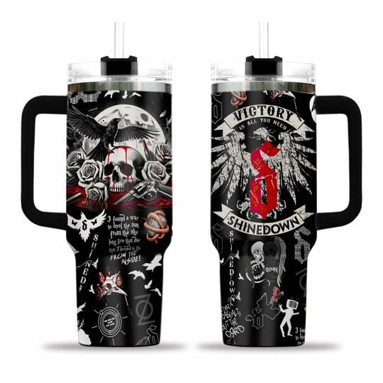 shine down Victory Skull 40oz Tumbler With Handle