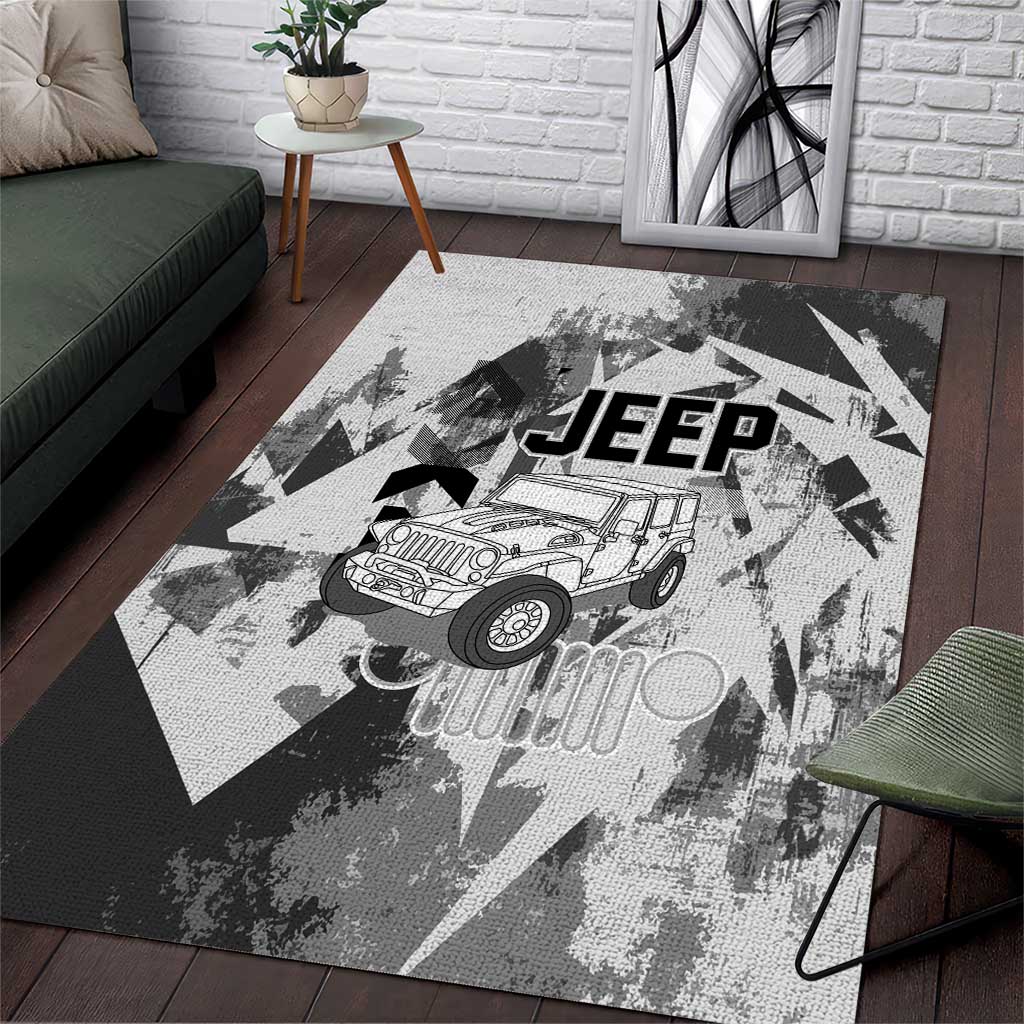 Off Road Jeep Area Rug Grunge Style Monochrome and Tire Tracks TN1607261621