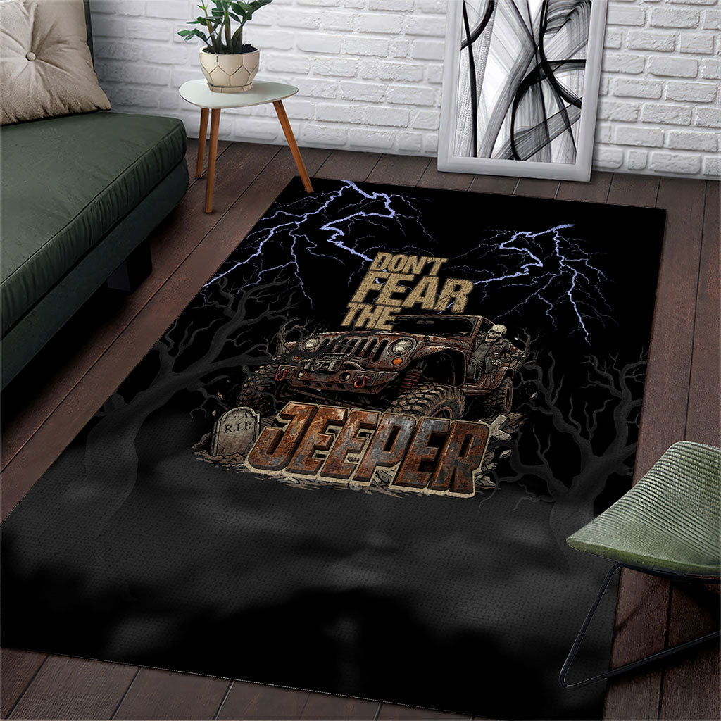 Offroad Jeeper Area Rug Lightning Storm 4x4 Adventure Skull Driver Rugged Offroad Art TN1607261573