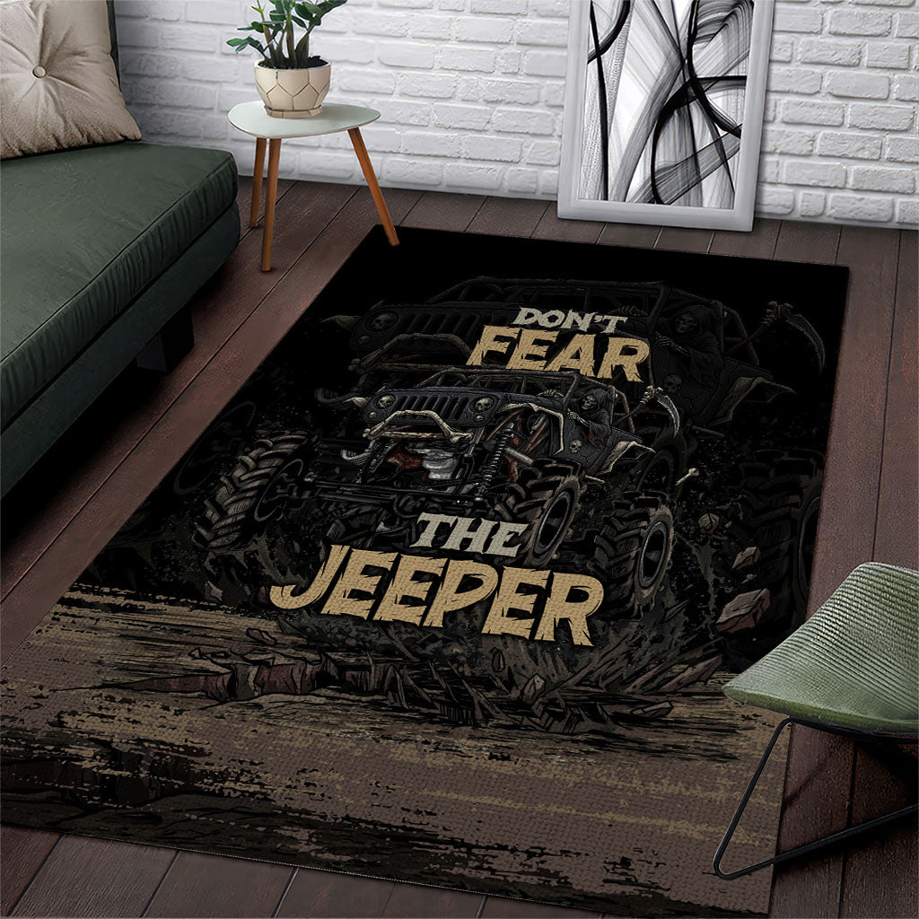 Jeep Off-Road Area Rug Don’t Fear The Jeeper Dark Skull Offroad Adventure Graphic TN1607261572