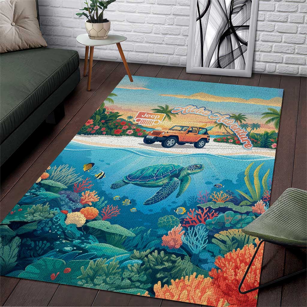 Aloha Jeep Island Cruise Area Rug Tropical Beach Surf Art Style TN1607261613