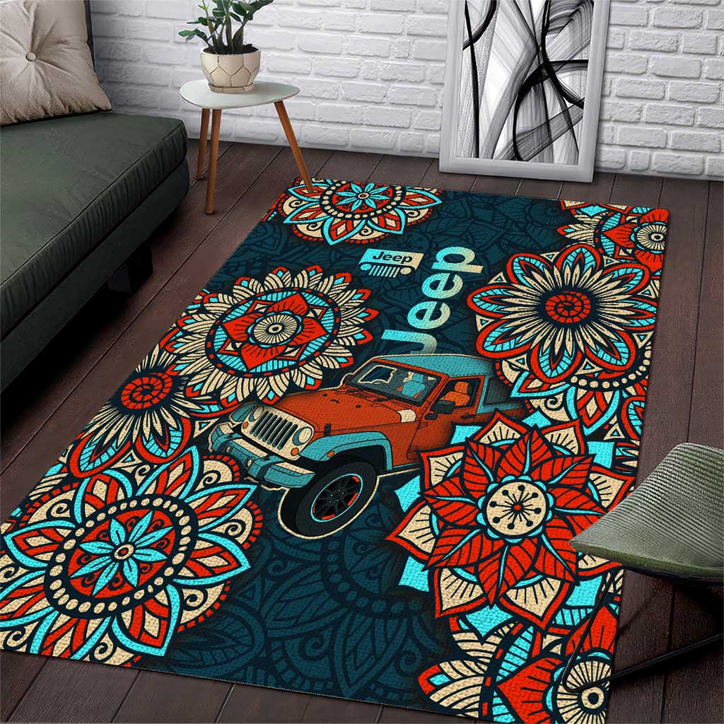 Jeep Mandala Drive Area Rug Boho Tribal Floral Art Style TN1607261612