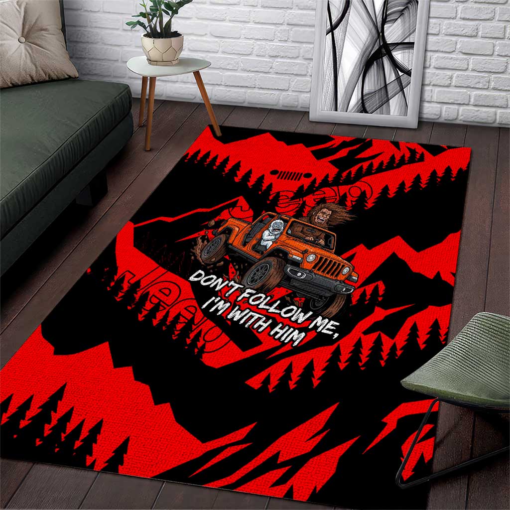 Bigfoot Jeep Legends Club Area Rug Bold Wilderness Cartoon Style TN1607261610