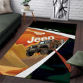 Trail Vibes Jeep with Bigfoot Area Rug Retro Desert Adventure Graphic Style TN1607261609