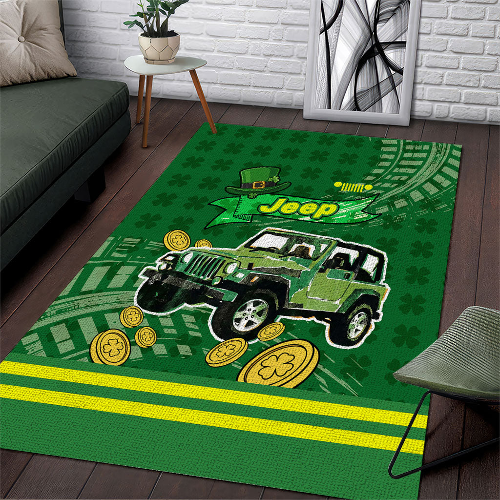St Patrick Off-Road 4x4 Adventure Jeep Area Rug Lucky Clover Trail Ride Irish Green Adventure TN1607261571