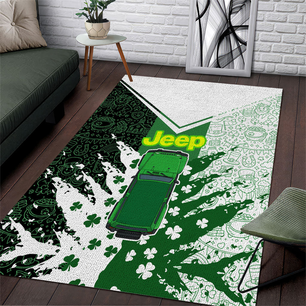 Irish Off-Road 4x4 Adventure Jeep Area Rug Shamrock Trail Ride Green Lucky Clover TN1607261569