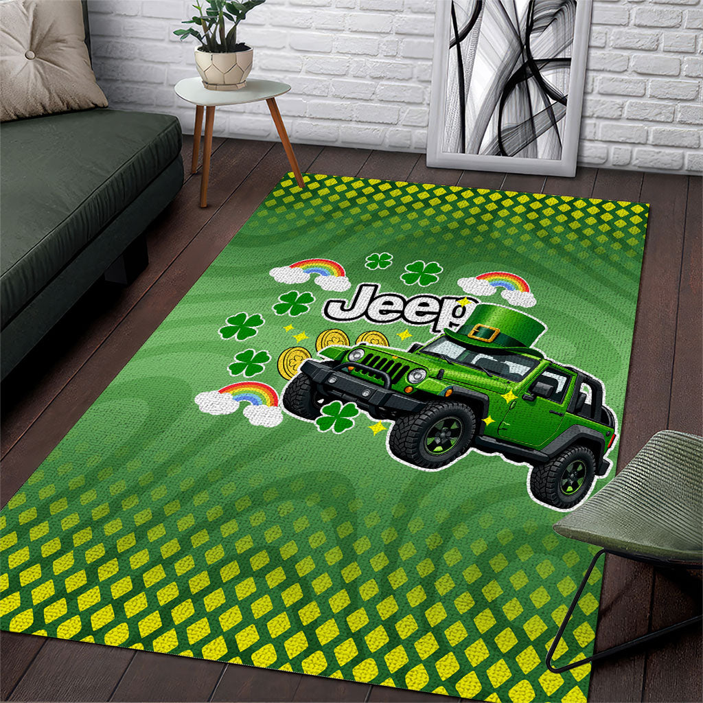 Irish Jeep Area Rug Lucky Shamrock Rainbow Trail Ride St Patrick TN1607261567