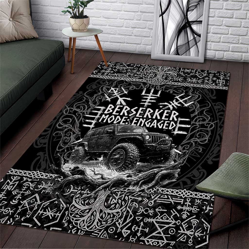 Berserker Jeep Warrior Area Rug Norse Rune Battle Art Style TN1607261598