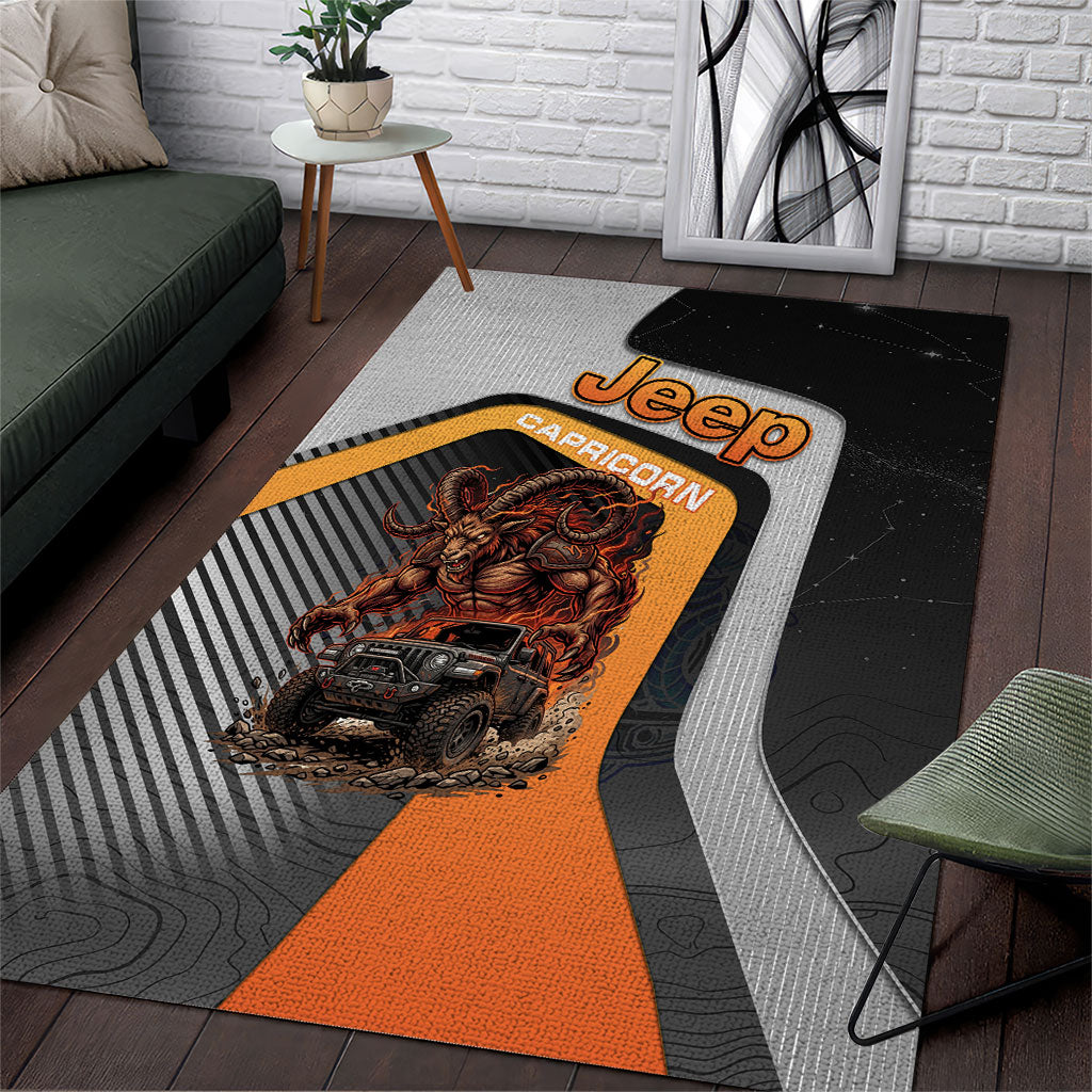 Jeep Capricorn Zodiac Area Rug Fiery Mountain Goat Off Road Beast Bold Flame Style TN1607261552