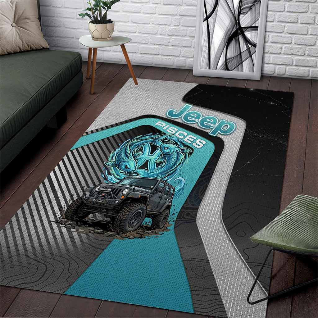 Jeep Pisces Zodiac Area Rug Twin Fish Ocean Flow Off Road Aqua Cosmic Style TN1607261551