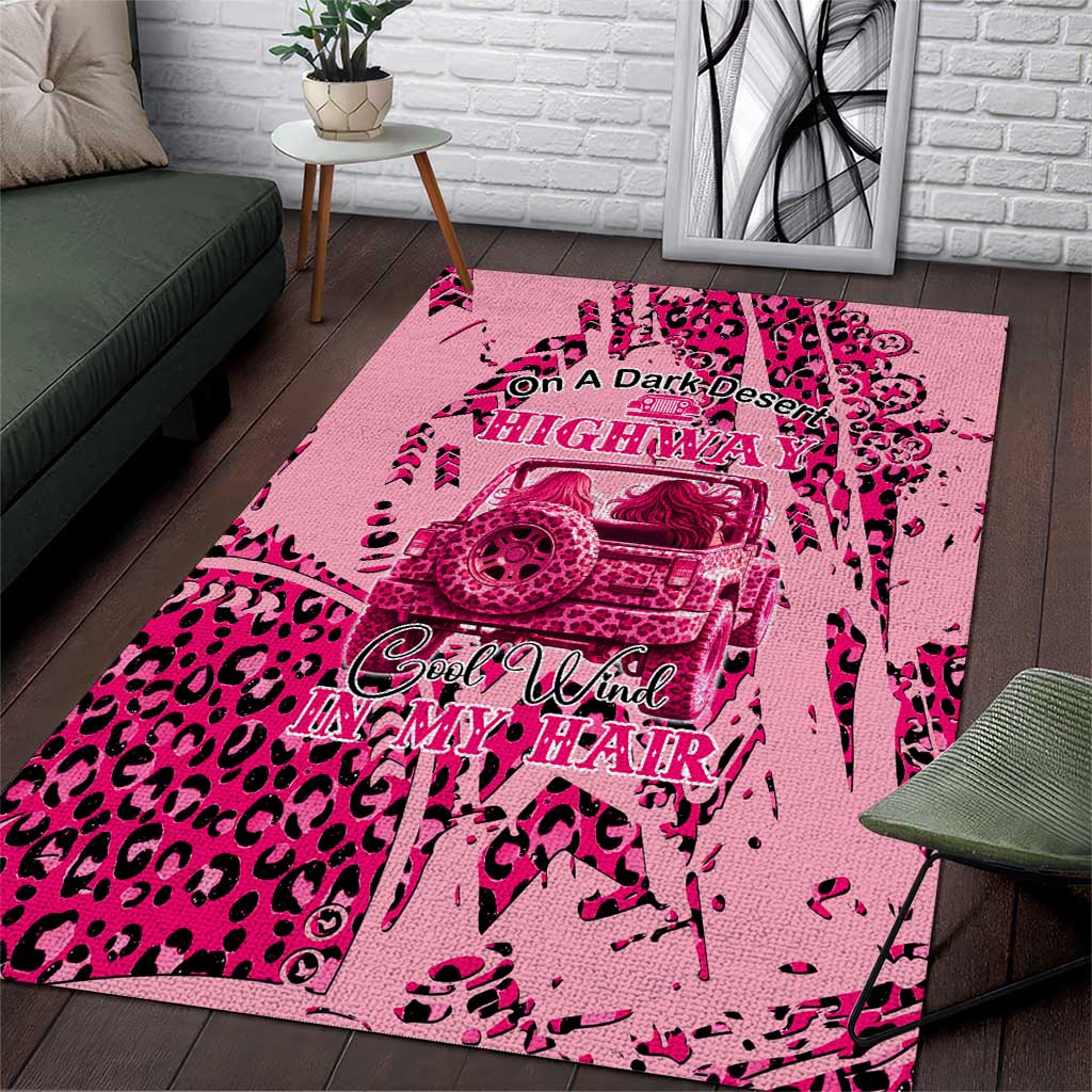 Jeep Desert Highway Girl Area Rug Pink Leopard Print Western Graphic Style TN1607261594