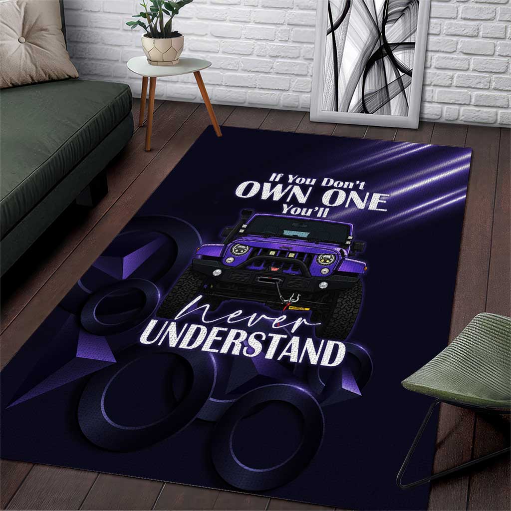 Jeep Wrangler Off Road Quote Area Rug Neon Purple Gradient Automotive Illustration TN1607261591