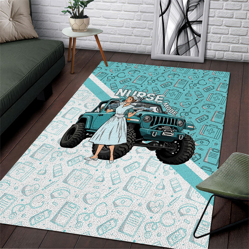 Jeep Nurse Area Rug Vintage Retro Pinup Art Style With Healthcare Icons TN1607261585