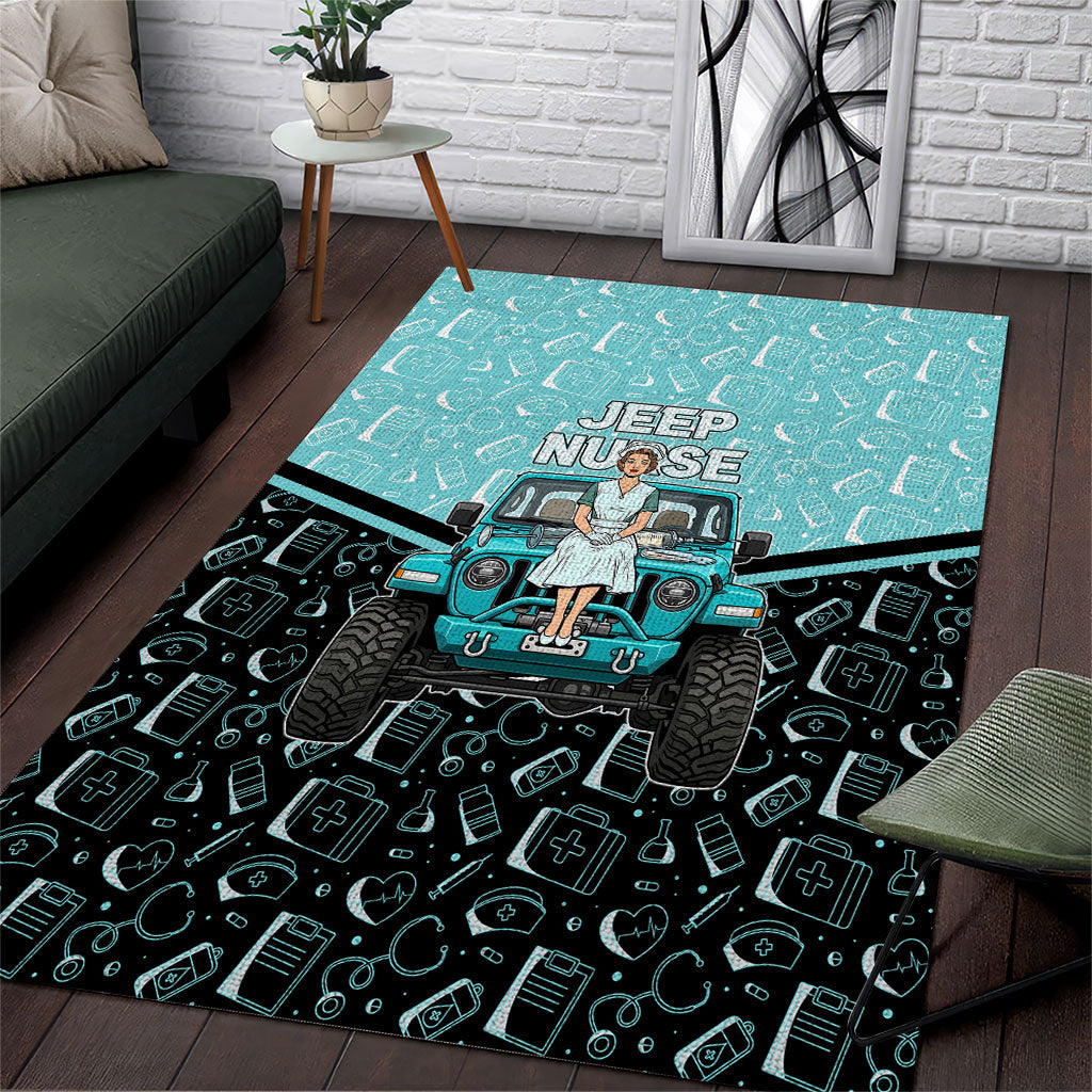 Jeep Nurse Retro Pop Art Area Rug Vintage Healthcare Professional Pin Up Girl Retro Medical Art TN1607261584