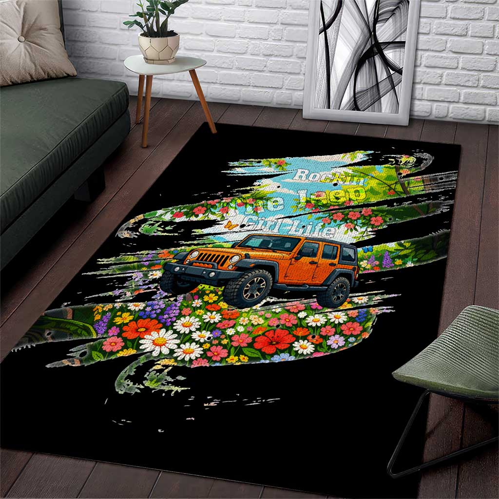 Rockin The Jeep Girl Life Area Rug Floral Brushstroke Scenic Illustration TN1607261589