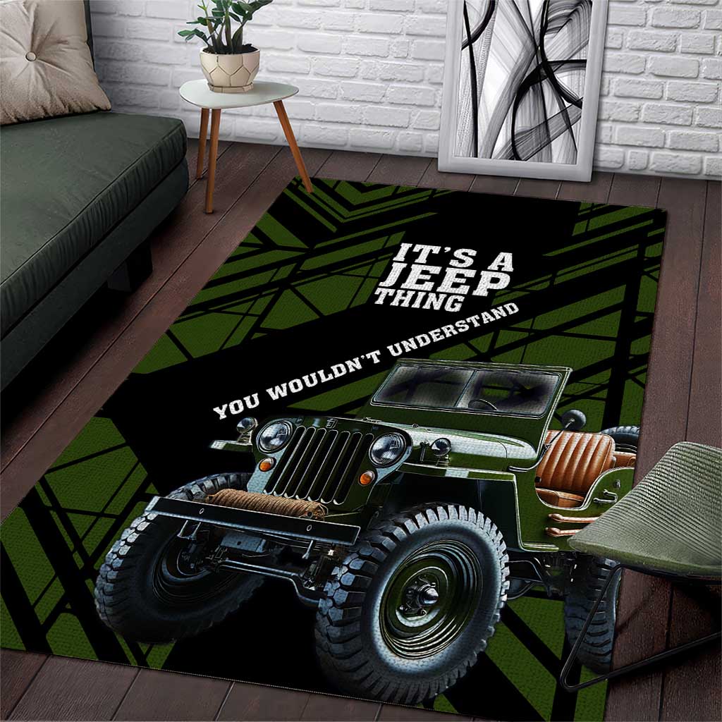 It’s A Jeep Thing Area Rug Vintage Military Geometric Graphic Illustration TN1607261588
